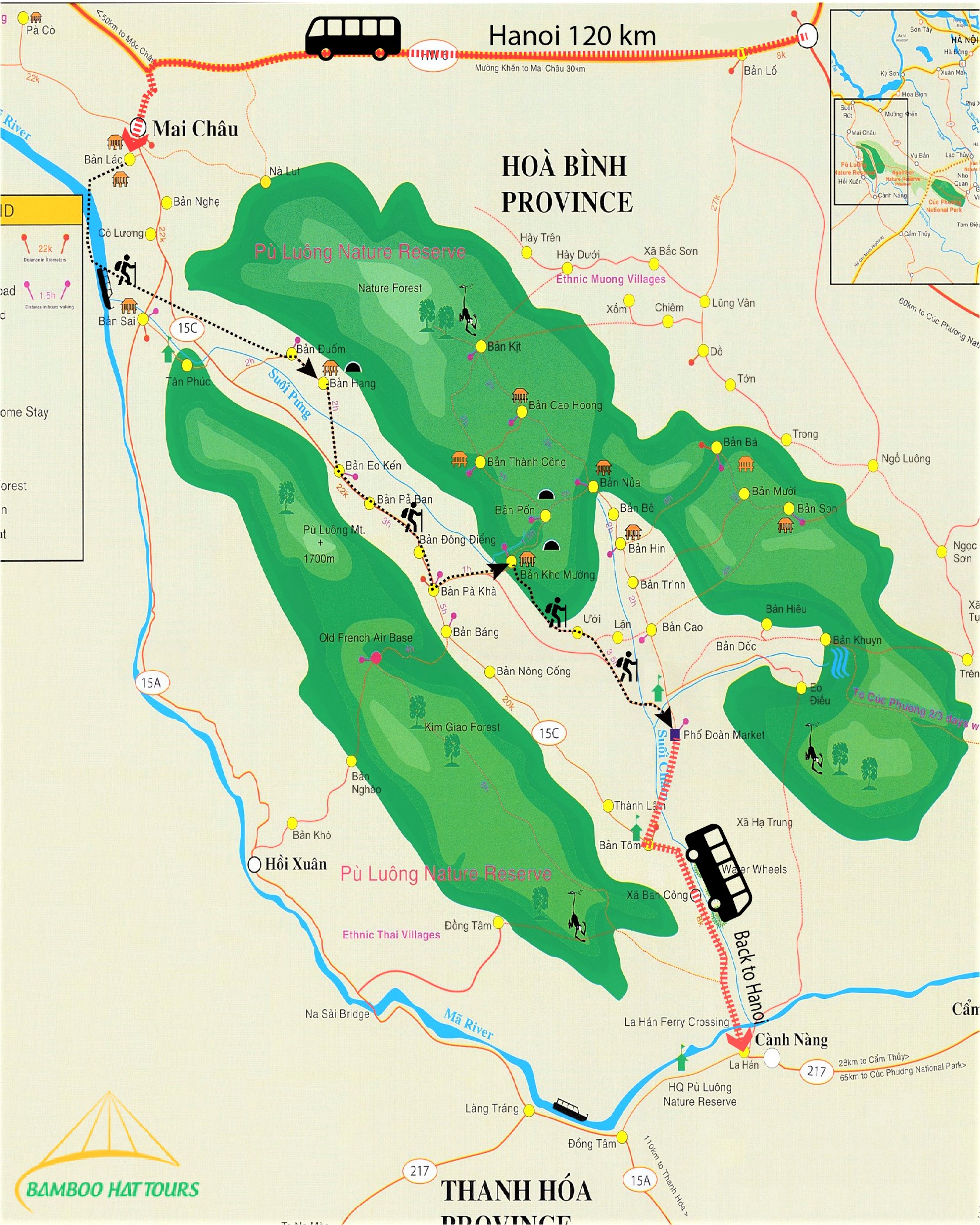 Map - THE BEST TREKKING ROUTE OF MAI CHAI & PU LUONG RESERVE IN THE SEASON OF RICE PADDY